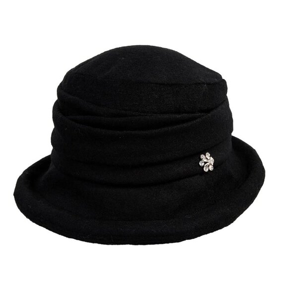 Wool Cloche Bucket Hat Elegant Vintage Fedora Winter Travel Crushable main image 4